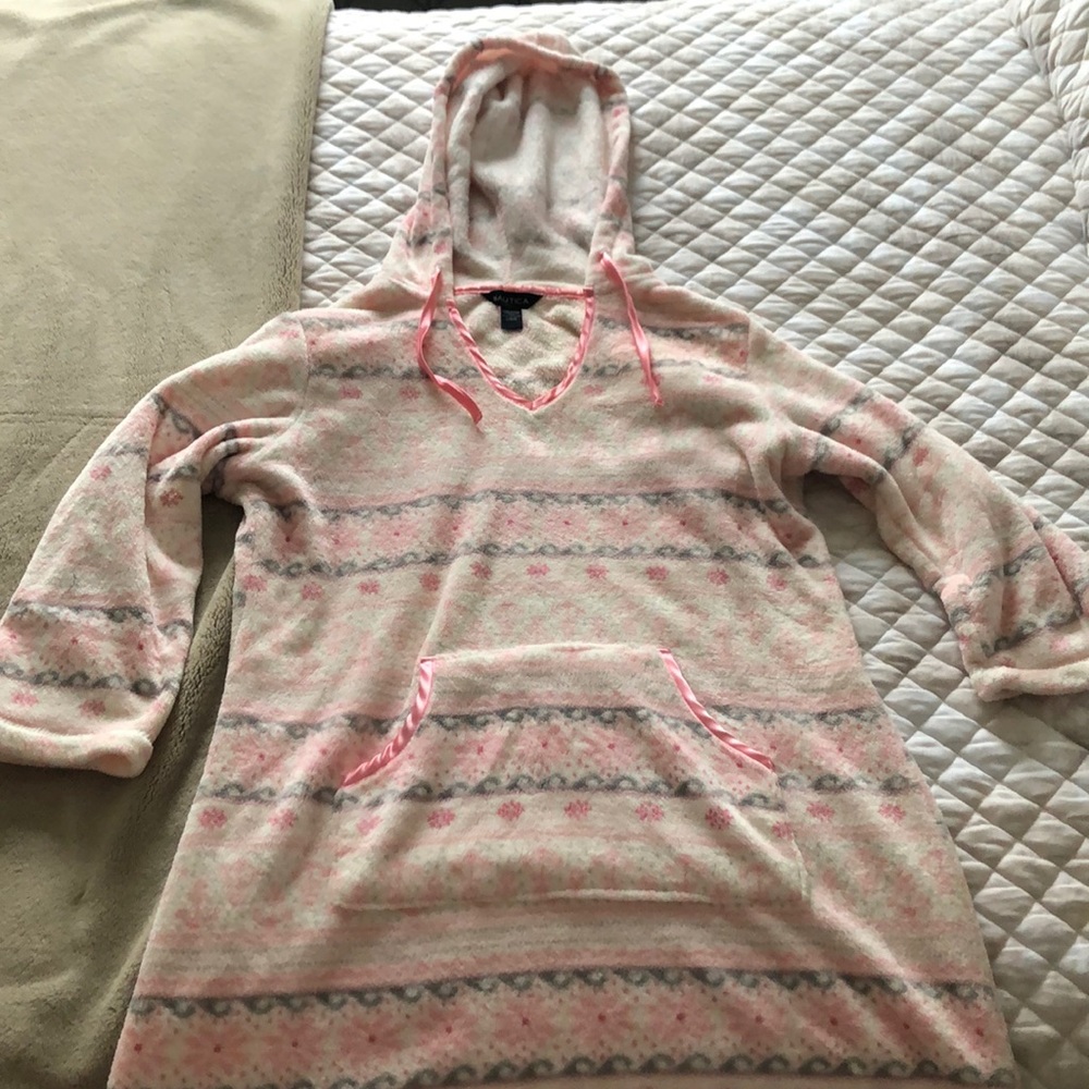 Fuzzy night gown with hood